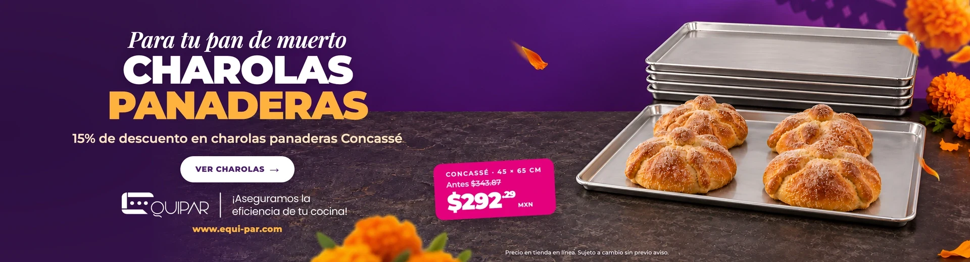Octubre — Charolas panaderas Concassé 15%