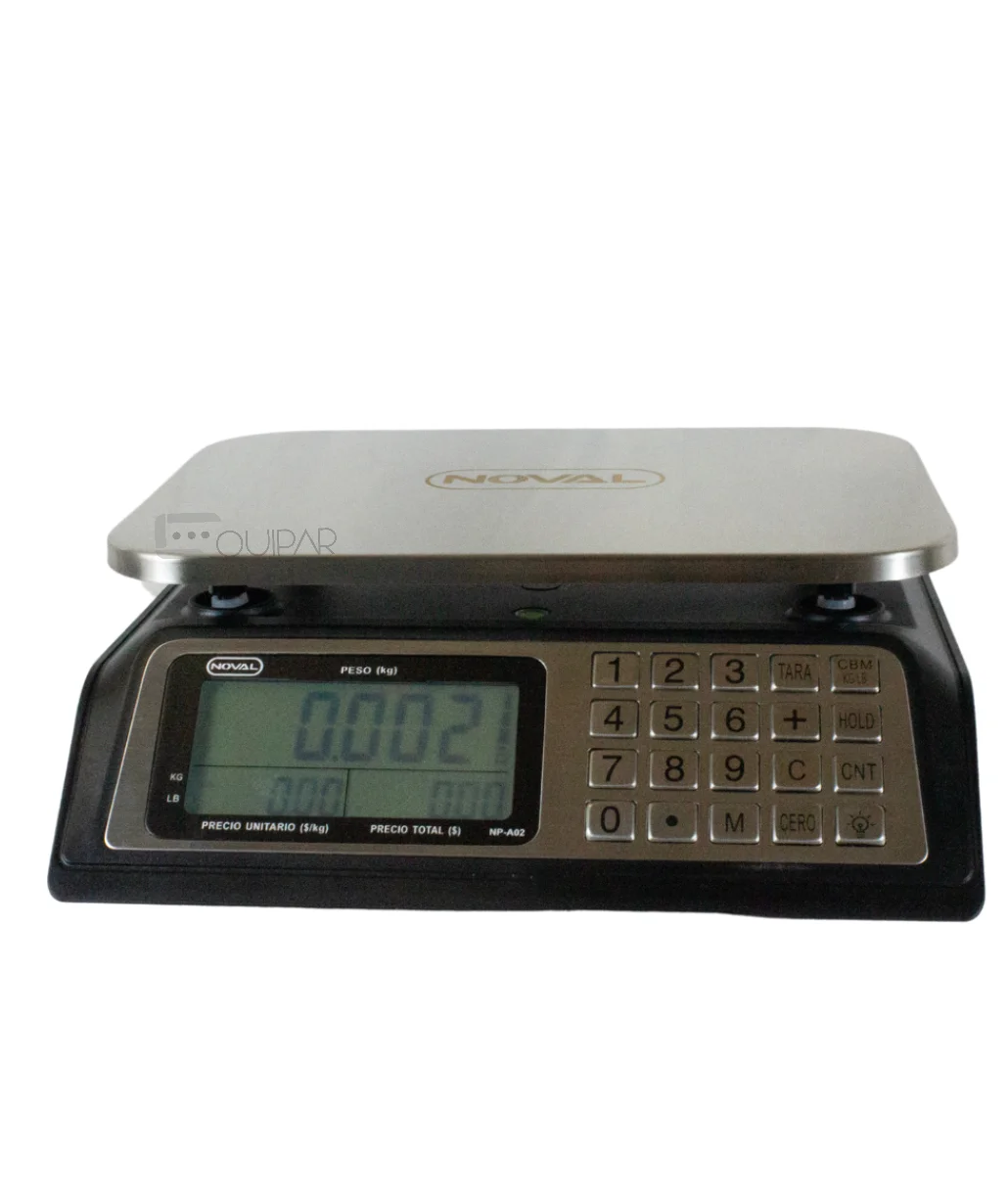 BASCULA COMERCIAL PLATINO "A PRUEBA DE AGUA"  CAP. 40KG A 2GR NOVAL NP-A02