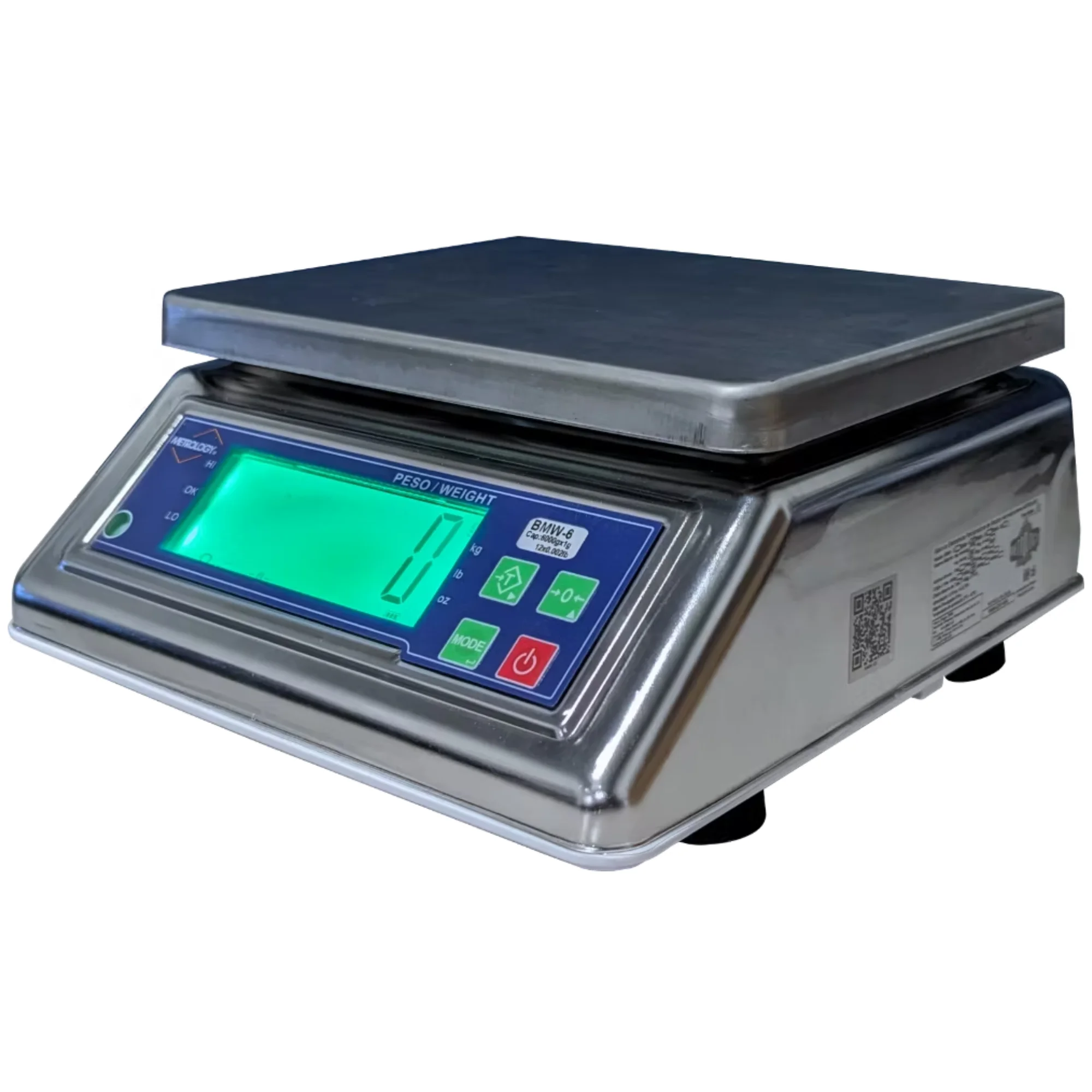 BASCULA PORCIONADORA PROFESIONAL HERMETICA EN ACERO INOX CAP. 6 KG METROLOGY MOD. BMW-6-AI