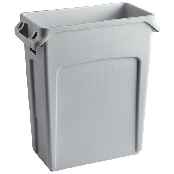 BOTE DE BASURA RECTANGULAR SLIM JIM DE 16 GALONES RUBBERMAID 1971258