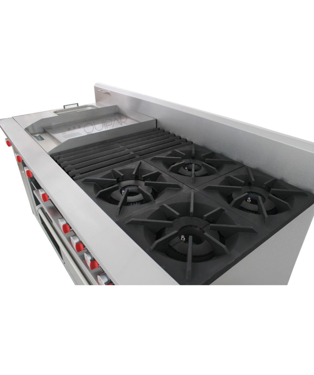 ESTUFA CON 4 QUEMADORES 24", HORNO, ASADOR 12", PLANCHA 24", GRATINADOR Y FREIDOR 12" DRAGO UNIVERSAL PD