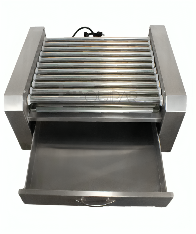MAQUINA DE HOTDOGS CON GABINETE PARA PAN CAP. 9.5LT. 11 RODILLOS NOVAL MHD-11P