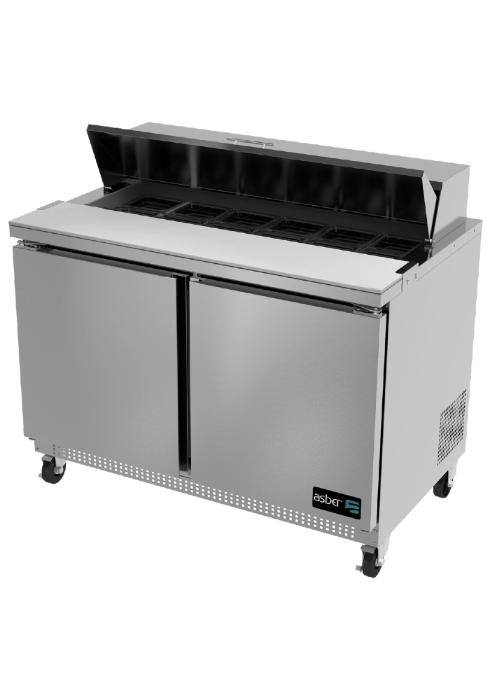 MESA REFRIGERADA DE PREPARACION - ENSALADAS NEO SERIES CAP. 13.3 FT³ / 2 PUERTAS ASBER APTS-48-12 HC