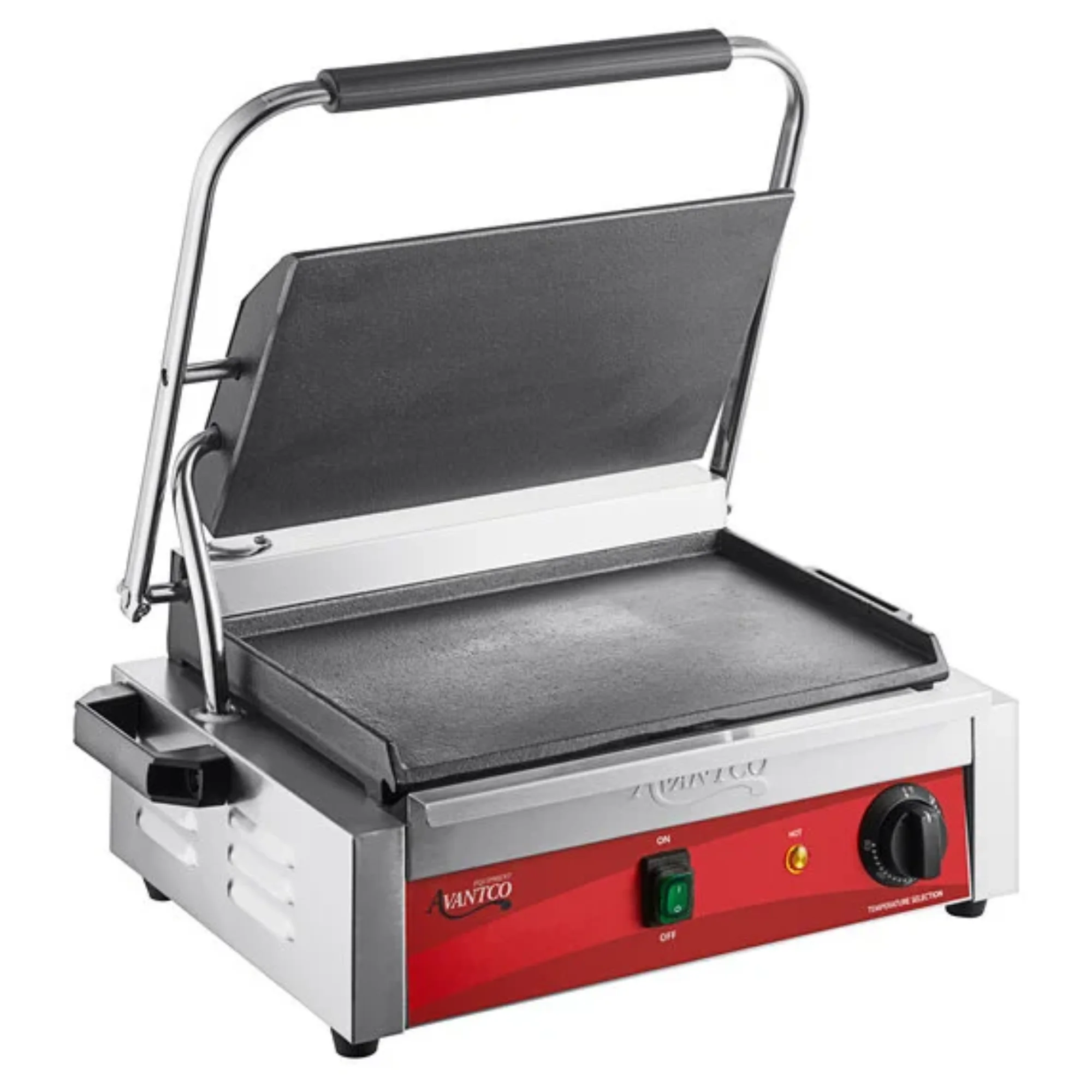 PARRILLA COMERCIAL PARA SANDWICHES PANINI CON PLACAS LISAS  120 V, 1750 W AVANTCO PG200S