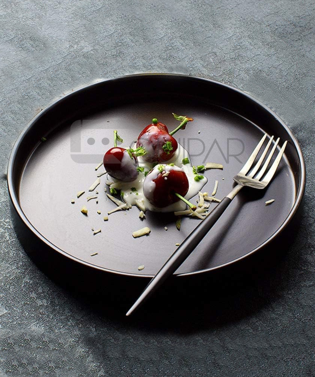 PLATO MELAMINA DE LUJO COLOR NEGRO 27 CMS CONCASSE MCPLMRL27N