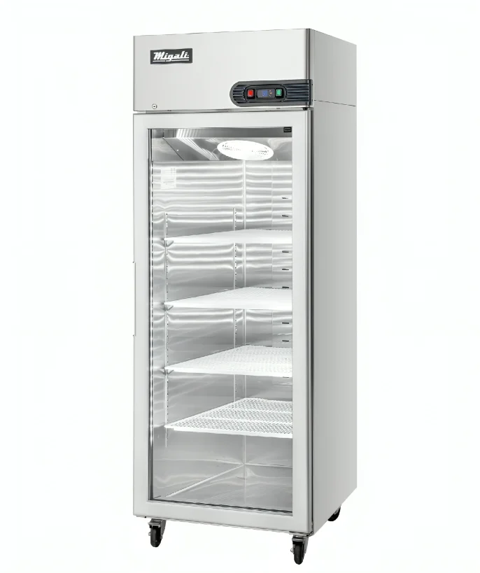 REFRIGERADOR VERTICAL 21.4 FT³ CON 1 PUERTA DE CRISTAL MIGALI C-1RG-HC
